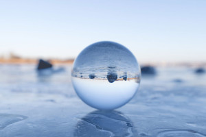 Crystal ball on a frozen lake